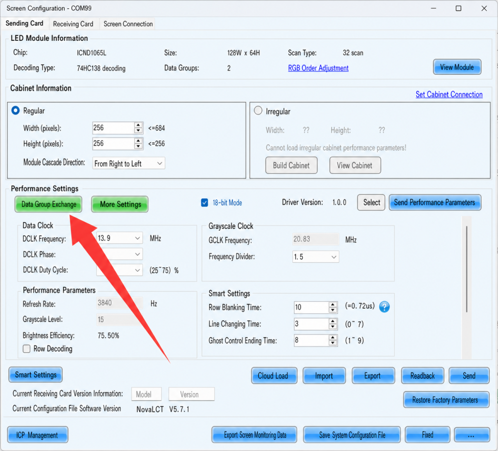 Configuration interface reference for controlled re-test work